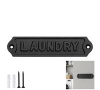 Mystic Colonial Solid Cast Iron Laundry Door Sign, Vintage Wall Mounted Plaque, Black Rustic Home Hardware Decor : Laundry Sign