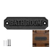 Mystic Colonial Solid Cast Iron Vintage Sign for Doors Handmade Hardware Accessory (Bathroom Sign)