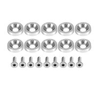 Mystic Color Auto License Plate Screws-Car M6 Washer Stainless Steel Aluminum Cup Head Screw Flat Round Gasket Fender Metric Spacer Standard Hardware Tool Fastener Screw(SILVER)