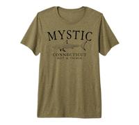 Mystic Connecticut Shark Black Outline Fishing Premium T-Shirt
