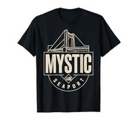 Mystic Connecticut Vintage Harbor Bridge Souvenir T-Shirt