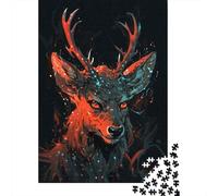 Mystic Deer in The Forest 1000-Piece Puzzle for Adults, 52x38cm/1000pcs; for A Quiet Evening Project at Home; White Pieces for Organised Sorting