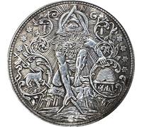 Mystic Eye Commemorative Coin, All-Seeing Eye and Masonic Symbol Replica Coin with Bearded Deity Figure and Goat Design, Antique Copper Collectible Coin for Fantasy or Esoteric Display Collection
