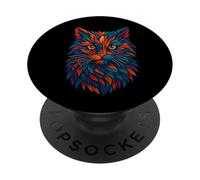 Mystic Feline Cat Vibes, Colorful Tribal Jungle Art PopSockets Adhesive PopGrip