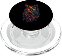 Mystic Feline Cat Vibes, Colorful Tribal Jungle Art PopSockets PopGrip for MagSafe