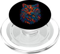 Mystic Feline Cat Vibes, Colorful Tribal Jungle Art PopSockets PopGrip for MagSafe