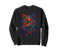 Mystic Feline Cat Vibes, Colorful Tribal Jungle Art Sweatshirt