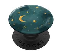 Mystic Forest Elegant Dark green color crescent moon PopSockets Adhesive PopGrip