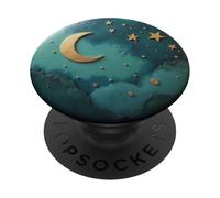 Mystic Forest Elegant Dark green color crescent moon PopSockets Adhesive PopGrip