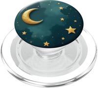 Mystic Forest Elegant Dark green color crescent moon PopSockets PopGrip for MagSafe