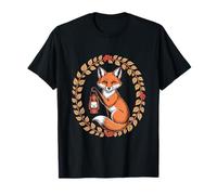 Mystic Forest Fox Lantern Autumn Night Wreath T-Shirt