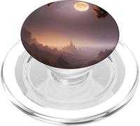 Mystic Full Moon over Fantasy Red Rock Valley Digital AI Art PopSockets PopGrip for MagSafe