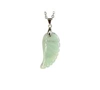 MYSTIC GEMS Amazonite Angel Wing Natural Gemstone Pendant Necklace 50cm with Pouch Chakra Balancing Reiki Protection Amulet, Spiritual Energy Stone for Women & Men