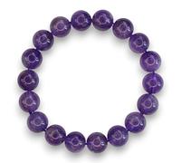 MYSTIC GEMS Amethyst 10mm Natural Gemstone Bracelet 6-9'' Elasticated with Box Chakra Reiki Healing Stone (9inch (approx. 22.80cm))