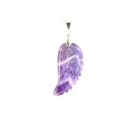 MYSTIC GEMS Amethyst Angel Wing Natural Gemstone Pendant Necklace 50cm with Pouch Chakra Balancing Reiki Protection Amulet, Spiritual Energy Stone for Women & Men