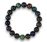 MYSTIC GEMS Azurite 10mm Natural Gemstone Bracelet 6-9'' Elasticated with Box Chakra Reiki Healing Stone (7inch (approx. 17.8cm))