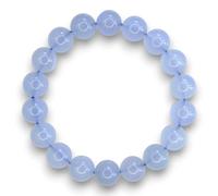 MYSTIC GEMS Blue Chalcedony 10mm Natural Gemstone Bracelet 6-9'' Elasticated with Box Chakra Reiki Healing Stone (9inch (approx. 22.80cm))