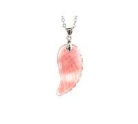 MYSTIC GEMS Cherry Quartz Angel Wing Natural Gemstone Pendant Necklace 50cm with Pouch Chakra Balancing Reiki Protection Amulet, Spiritual Energy Stone for Women & Men