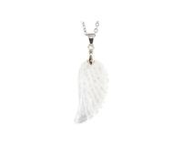 MYSTIC GEMS Clear Quartz Angel Wing Natural Gemstone Pendant Necklace 50cm with Pouch Chakra Balancing Reiki Protection Amulet, Spiritual Energy Stone for Women & Men