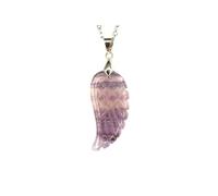 MYSTIC GEMS Multi Fluorite Angel Wing Natural Gemstone Pendant Necklace 50cm with Pouch Chakra Balancing Reiki Protection Amulet, Spiritual Energy Stone for Women & Men