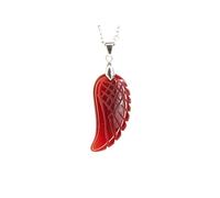 MYSTIC GEMS Red Agate Angel Wing Natural Gemstone Pendant Necklace 50cm with Pouch Chakra Balancing Reiki Protection Amulet, Spiritual Energy Stone for Women & Men