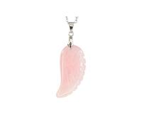 MYSTIC GEMS Rose Quartz Angel Wing Natural Gemstone Pendant Necklace 50cm with Pouch Chakra Balancing Reiki Protection Amulet, Spiritual Energy Stone for Women & Men