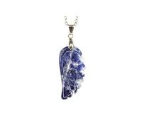 MYSTIC GEMS Sodalite Angel Wing Natural Gemstone Pendant Necklace 50cm with Pouch Chakra Balancing Reiki Protection Amulet, Spiritual Energy Stone for Women & Men