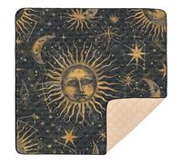 Mystic Golden Sun Moon Gothic Soft Foam Baby Playmat for Indoor Outdoor Cozy Breathable Playroom Activity Mat for Babies Infants Toddlers, 50'' x 50''