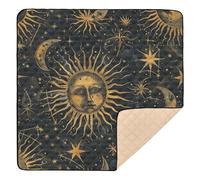 Mystic Golden Sun Moon Large Stylish Baby Playmat for Indoor Outdoor Washable Baby Kick Crawling Mat for Baby Toddler Infant, 50'' x 50''