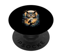Mystic Great Horned Owl Moonlit Night PopSockets Adhesive PopGrip
