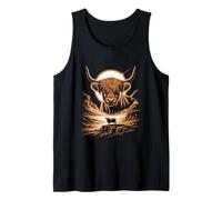 Mystic Highland Cow Moonlit Valley Night Tank Top