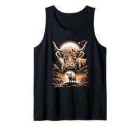 Mystic Highland Cow Sacred Sunrise Landscape Tank Top