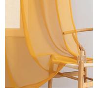 MYSTIC-HOME Black Sheer Curtains 95 inch Length 2 panels, Rod Pocket Semi Sheer Privacy Curtains, Window Treatments Soft Voile Drapes Bedroom French Doors Doorway Divider, Yellow, 52" Wx95 L