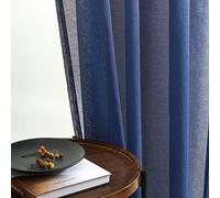 MYSTIC-HOME Navy Blue Sheer Curtains 84 Inch Length 2 Panels Set, Rod Pocket Sheer Drapes Bedroom, Semi Crinkle Voile Window Treatments Navy Blue, 52" Wx84 L