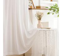 MYSTIC-HOME Sheer Curtains 84 Inches Long 2 Panels Privacy White Sheer Drapes with Light Filtering Fabric for Bedroom Curtains for Living Room Rod Pocket&Back Tab Tops, Soft Voile Cortinas 52"W x 84"L