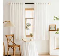 MYSTIC-HOME Sheer Privacy Curtains 63 Inches Long 2 Panels White Sheer Drapes with Back Tab&Rod Pocket Design for Bedroom, Light Filtering Curtains for Living Room with Soft Voile Fabric(52"W x 63"L)