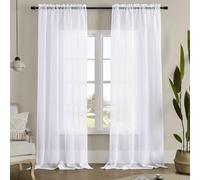 MYSTIC-HOME Window Curtains White Transparent 252cm Length 2 Tulle Panels for Bedroom Panel Sets Curtain Rod Pocket Living Room Kitchen Backyard 132W x 274cm L