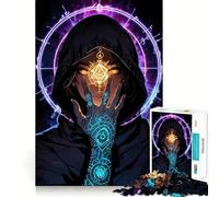 Mystic Hooded Figure with Glowing Symbols Jigsaw Puzzles for Adults 1000 Piece Reason Skill Toy Anxiety Relief Exact Cut Elegant Gift (38x52cm)