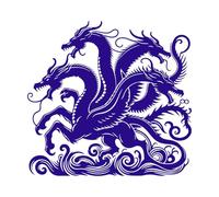 Mystic Hydra Keeper of Forbidden Secrets Fine Carving Stickers 67.2x71cm It Won't Fall Off DarkBlue