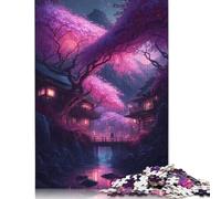 Mystic Japanese Village Puzzles 500 Pieces Wooden Puzzles Puzzle for Adults Brain Teaser Puzzles For Adults 500pcs (52x38cm)