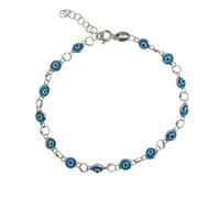 MYSTIC JEWELS - 925 Sterling Silver Evil Eye Bracelet for Women, 4mm Beads, Multicolour, Navy Blue or Light Blue, Adjustable with Extension Chain, Gift Pouch Included (Light Blue)