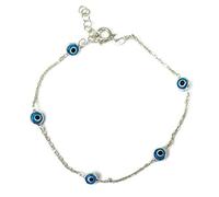 MYSTIC JEWELS by Dalia - 19cm Silver Evil Eye Bracelet - Gift (Light Blue)