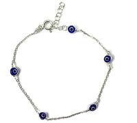 MYSTIC JEWELS by Dalia - 19cm Silver Evil Eye Bracelet - Gift (Navy Blue)