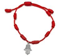 MYSTIC JEWELS By Dalia - 7 Knots Red Charm Bracelet - Adjustable - Evil Eye Protection, Good Luck - for Women and Men, 19 centímetros, Polyester