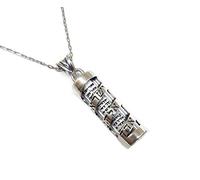 MYSTIC JEWELS by Dalia - 925 Sterling Silver - Mezuzah with Silver Chain, Crystal,