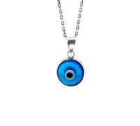 MYSTIC JEWELS By Dalia - Blue Crystal Evil Eye Necklace for Good Luck - 925 Sterling Silver - Chain 40 to 45 cm Length, for Christmas, Wedding, Valentine's Day (Light Blue)