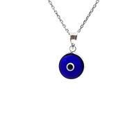 MYSTIC JEWELS By Dalia - Blue Crystal Evil Eye Necklace for Good Luck - 925 Sterling Silver - Chain 40 to 45 cm Length, for Christmas, Wedding, Valentine's Day (Transparent Dark Blue (Navy))