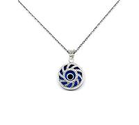 MYSTIC JEWELS By Dalia - Evil Eye Crystal and 925 Sterling Silver Necklace - Turkish Eye (Round)