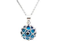 Mystic Jewels by Dalia - Evil Eye Crystal Necklace and 925 Sterling Silver - Filigree Turkish Eye - for Men and Women