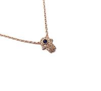 MYSTIC JEWELS By Dalia Fatima Hand Necklace with Good Luck Pendant - Minimalist - 925 Sterling Silver to Protect You (Rose Gold)